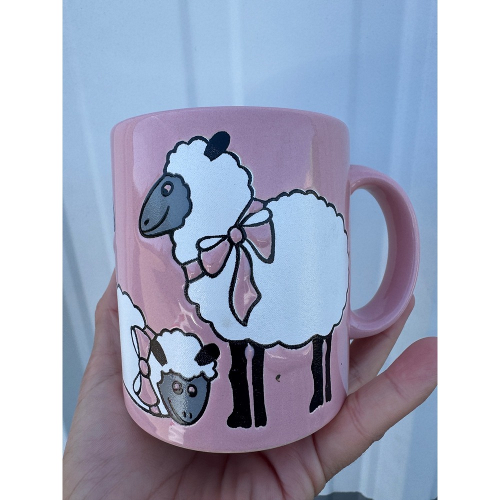 Vintage Waechtersbach Pink Sheep Lamb Ceramic W Germany Coffee Mug 1980s Retro
